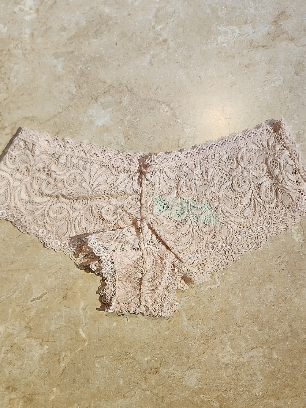 Honeydew Pink Lace Cat Hipster Panty M
